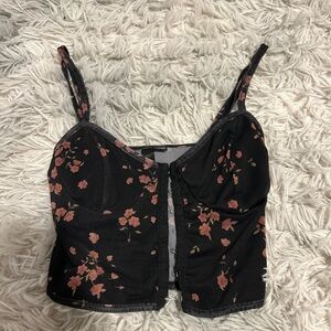Garage Floral Black and Pink Women's Top
